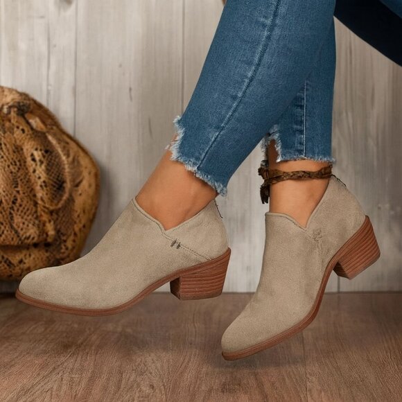 Frye Kensi Western Ankle Booties Suede Leather WSK Whiskey Tan Block Heel 7M - Picture 1 of 13
